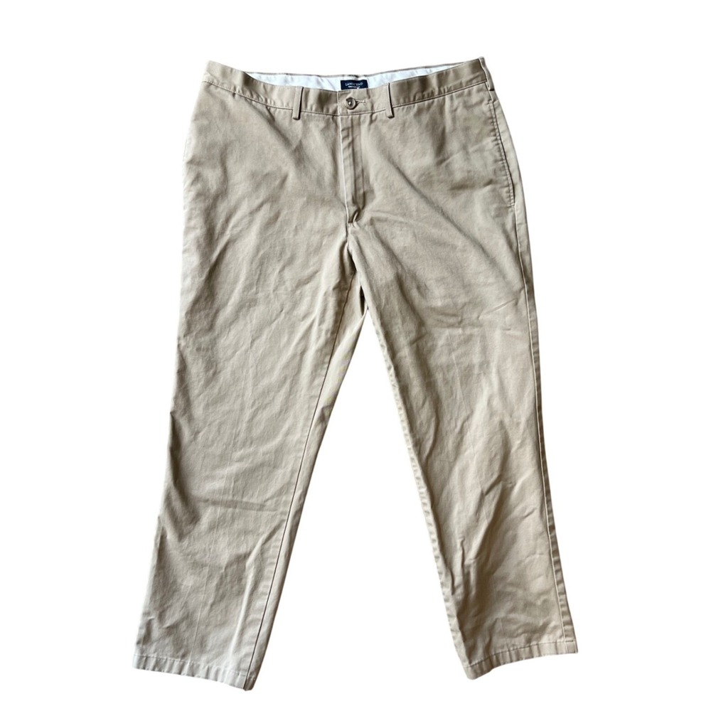 Lands End Mens Tailored Fit Chino Pants Khaki Tan 100% Cotton 38x28 V3676/F3625